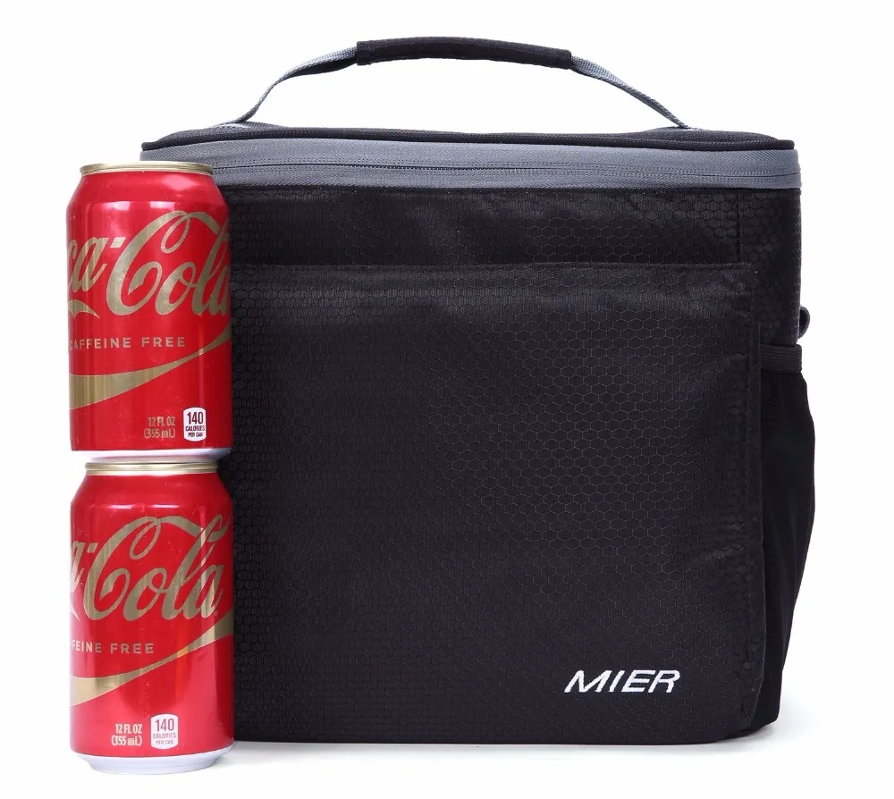 MIER изолированные обед мешок обувь для мужчин и женщин мягкая сумка Cooler сумка для обедов Tote с плечевым ремнем, герметичные лайнер, 24 Can, черный