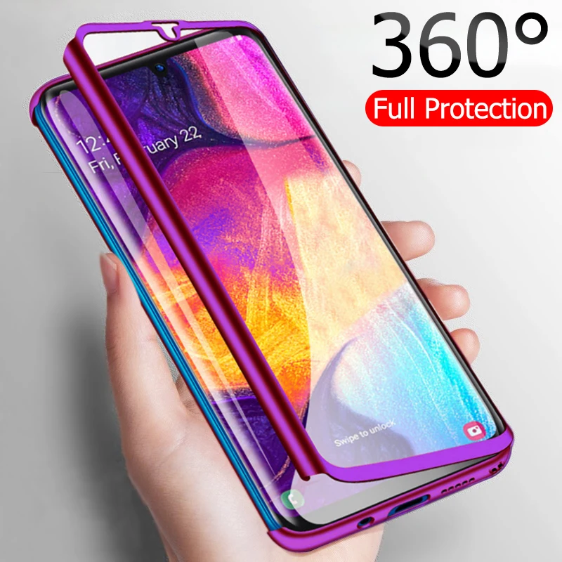 360 Полный корпус чехол для samsung Galaxy A70 A60 A50 A40 A30 A20E A10S M30 M20 M10 J4 J6 A6 A8 плюс жесткий чехол из поликарбоната с Стекло