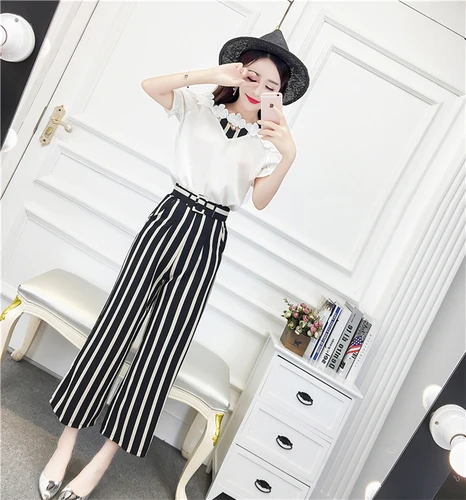 Женский Повседневный костюм без бретелек корейский в полоску с открытой спиной и