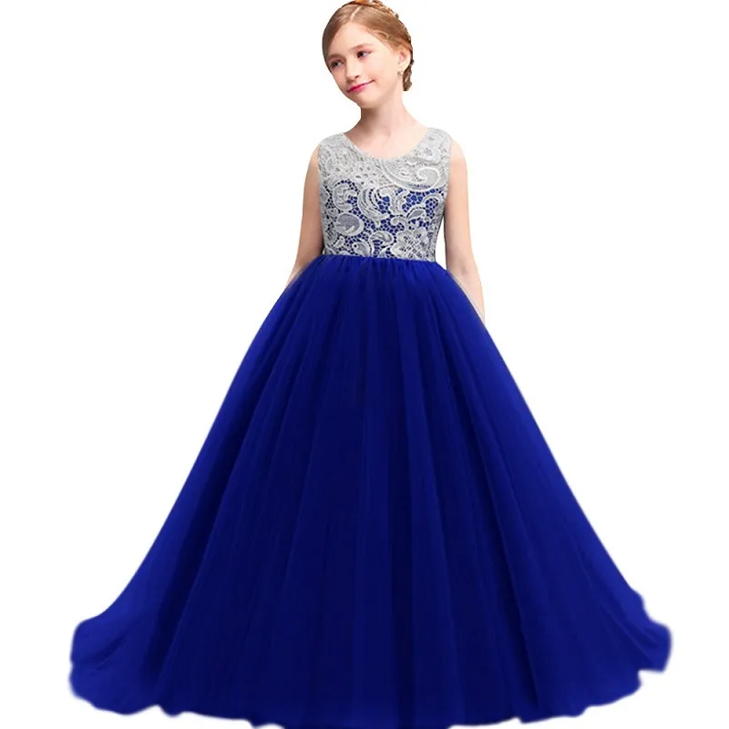 Girl's clothes Flower Girl Dresses Ball Gown White Lace Sleeveless Long Wedding Pageant First Communion for Girls | Детская одежда