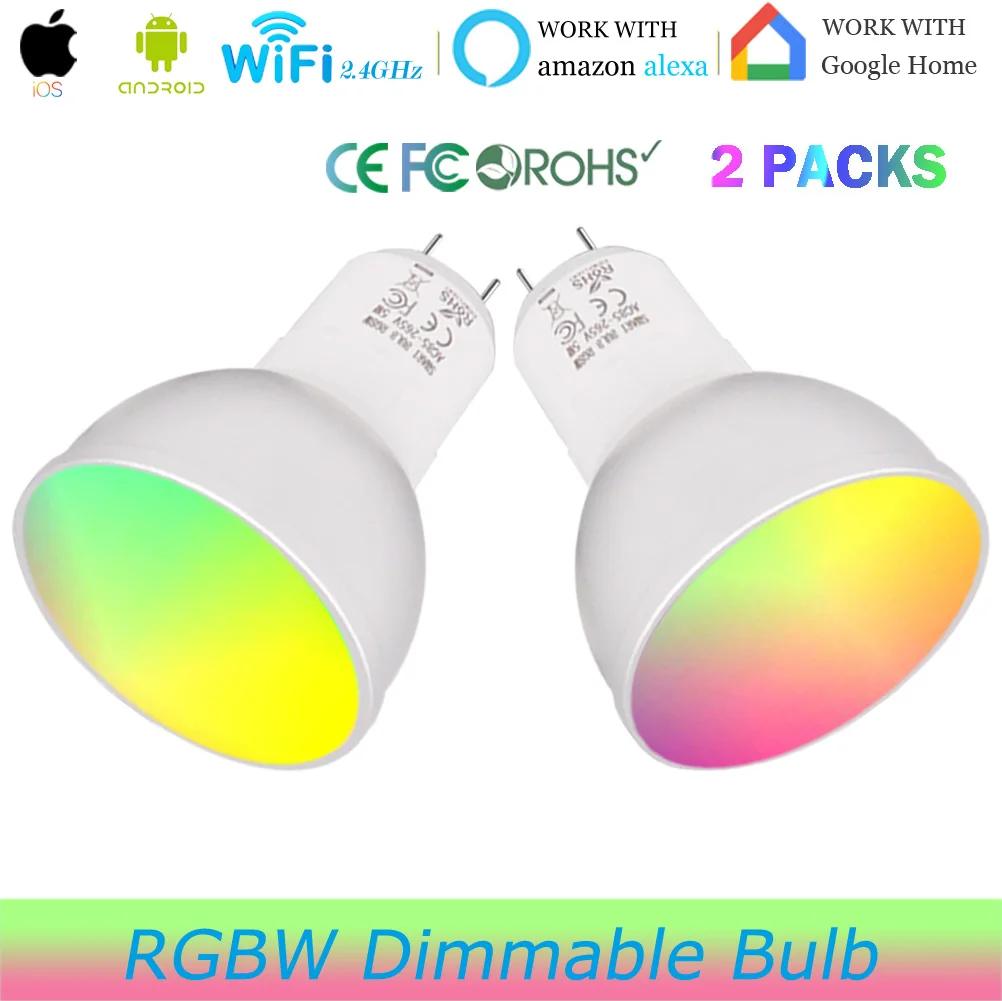 Смарт лампа с Wi Fi GU5.3 5 Вт RGBW умный светодиодный свет wifi патрон 50 эквивалент
