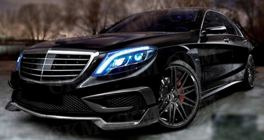 Передняя губная лопата из углеродного волокна для Mercedes Benz S Class S350 S400 S500 S63 S65- защита Бампера