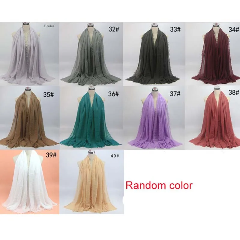 Random color 180*95 см хлопок и лен хиджабы для женщин дамы простой сплошной длинный платок Женский Повседневный обертывание простой хиджаб мусульманский платок - Цвет: Random color