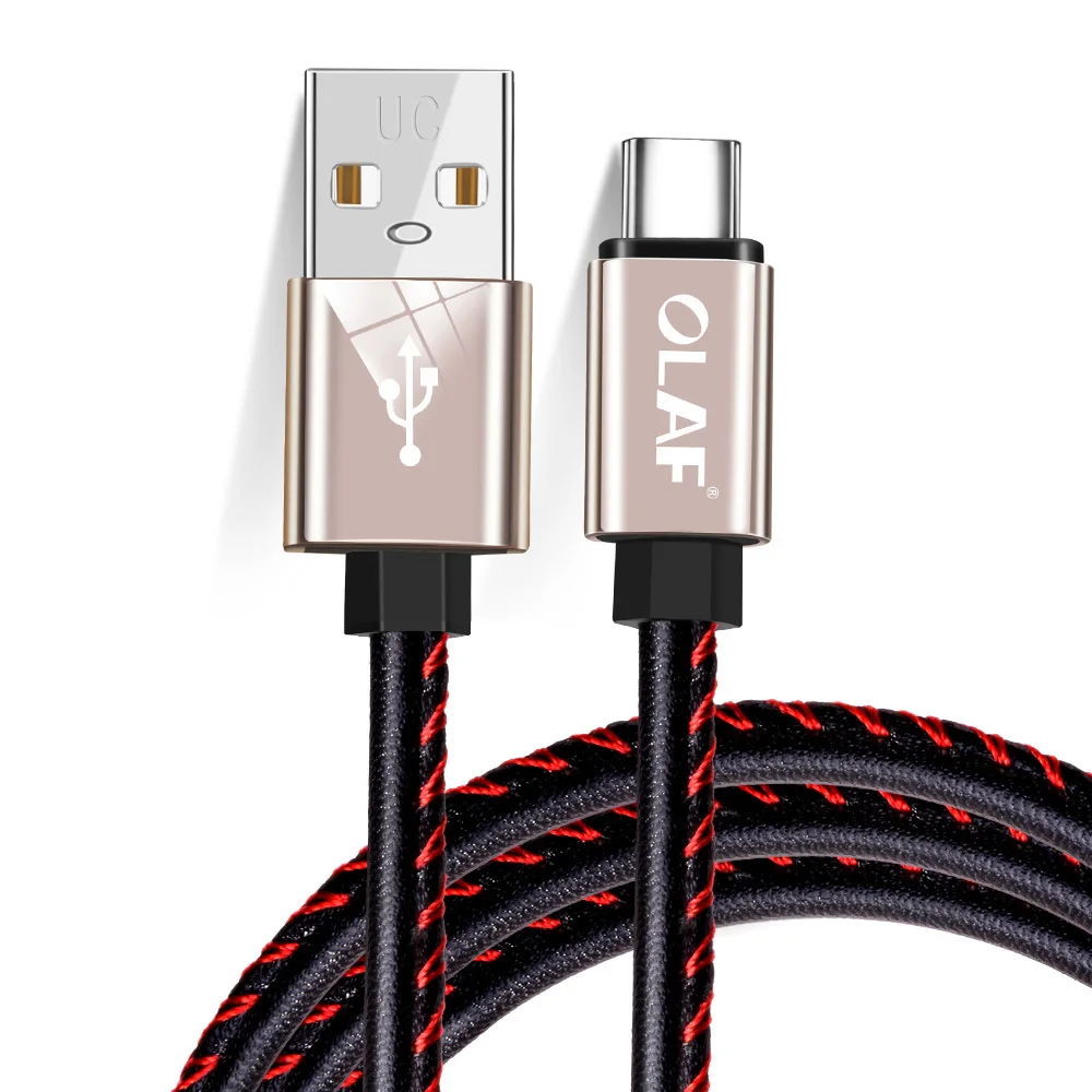 Black Кабель usb type-C быстрое зарядное устройство Кожаный Плетеный кабель для samsung S9 S8 Note 9 8 Xiaomi Redmi Note 7 Mi9 быстрая USB-C шнур для зарядки - Цвет: Black