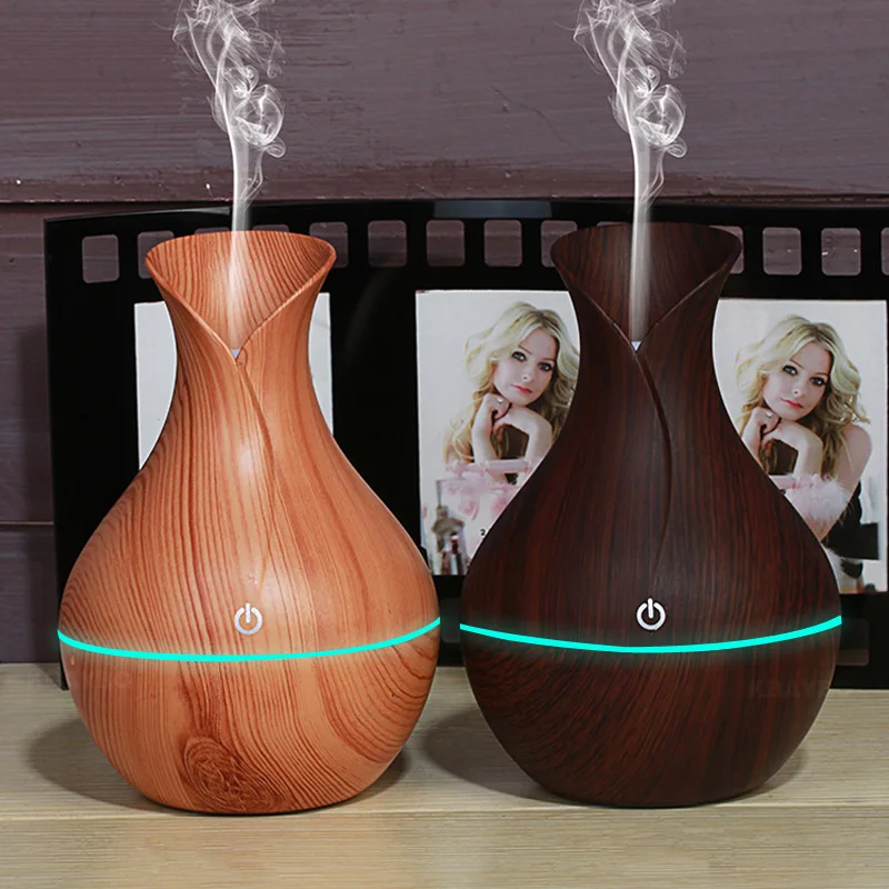130ml Electric Humidifier Aroma Oil Diffuser Wood Ultrasonic Air Aromatherapy LEDlight Mist Maker | Бытовая техника