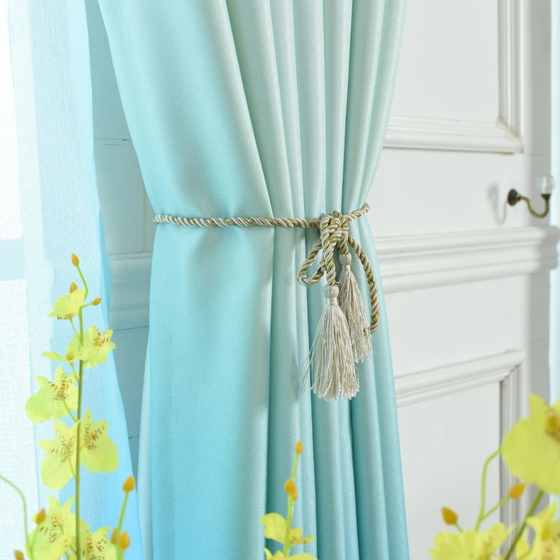 Бархатные льняные шторы градиентного цвета прозрачные Занавески для гостиной