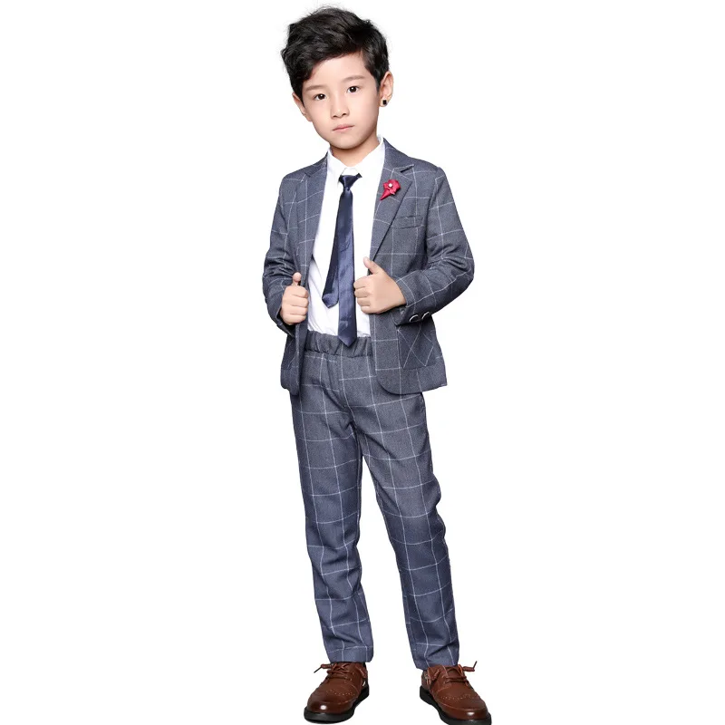 Brand Boys Formal Clothing Set for Weddings Prom Party School High Quality Kids Blazer Pants 2pcs Outfits Children Costume F284 |