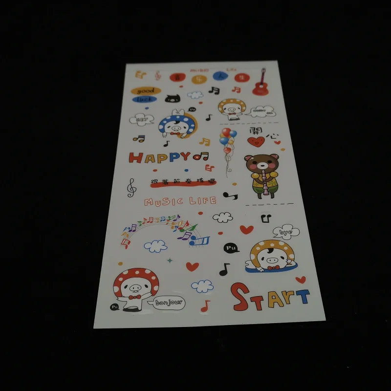 6 шт. kawaii happy music life ПВХ прозрачный Органайзер календарь Дневник Книга наклейка для