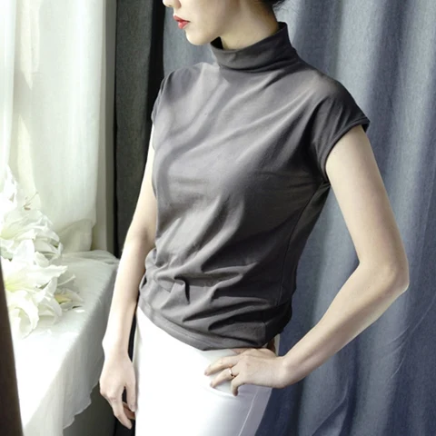 Grey ONLYSVTER S-3XL, повседневные Хлопковые женские футболки, летние топы с коротким рукавом, женские футболки, одноцветные женские футболки - Цвет: Grey