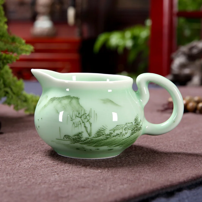180ml Hand-painted tea fair cups pottery Kung Fu set Longquan celadon sea | Дом и сад