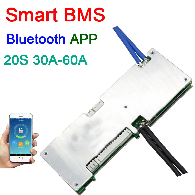 

smart 20S 60A 50A 40A 30A Lithium li-ion battery protection board BMS system Bluetooth phone APP UART software monitor E-bike