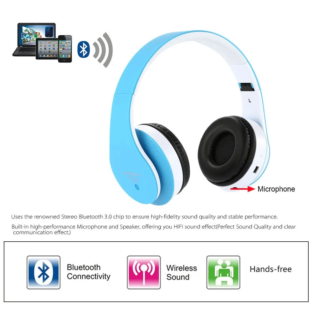 Toproad складные наушники bluetooth стерео Беспроводной гарнитура с микрофоном громкой