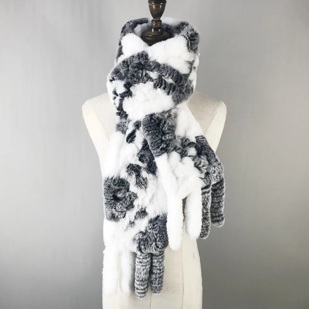 2021 длинные Стиль женский натуральный Лисий мех шарф из меха кролика рекс Мода для