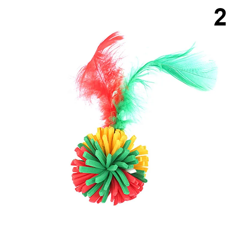 Новинка 1 шт. красочные губчатые шарики игрушки для кошек с перьями котята