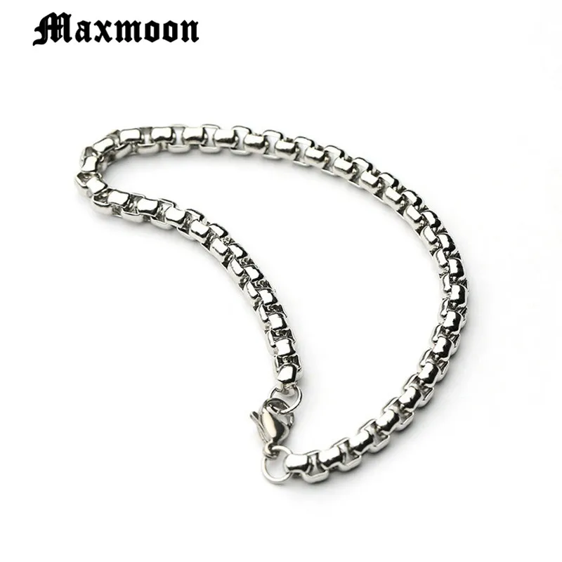 Браслет Maxmoon из нержавеющей стали для мужчин и женщин квадратный браслет-цепочка