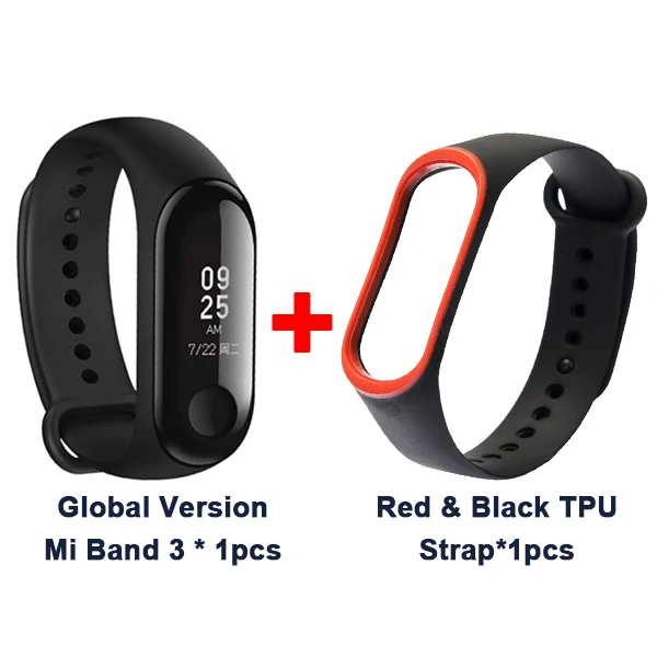 Add Bla Re TPU Strap Мировой Xiaomi mi, 3 полосы, умный браслет, браслет, 0,78 дюймов, OLED, мгновенное сообщение, идентификатор звонящего, mi Band 3, фитнес-трекер - Цвет: Add Bla Re TPU Strap