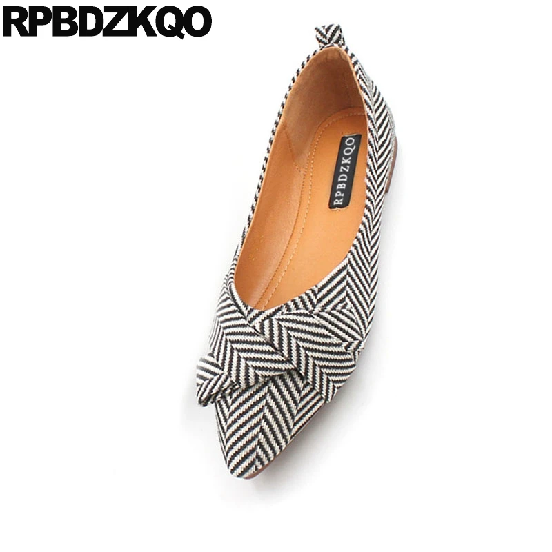 Женские туфли в полоску с острым носком большие размеры | Обувь