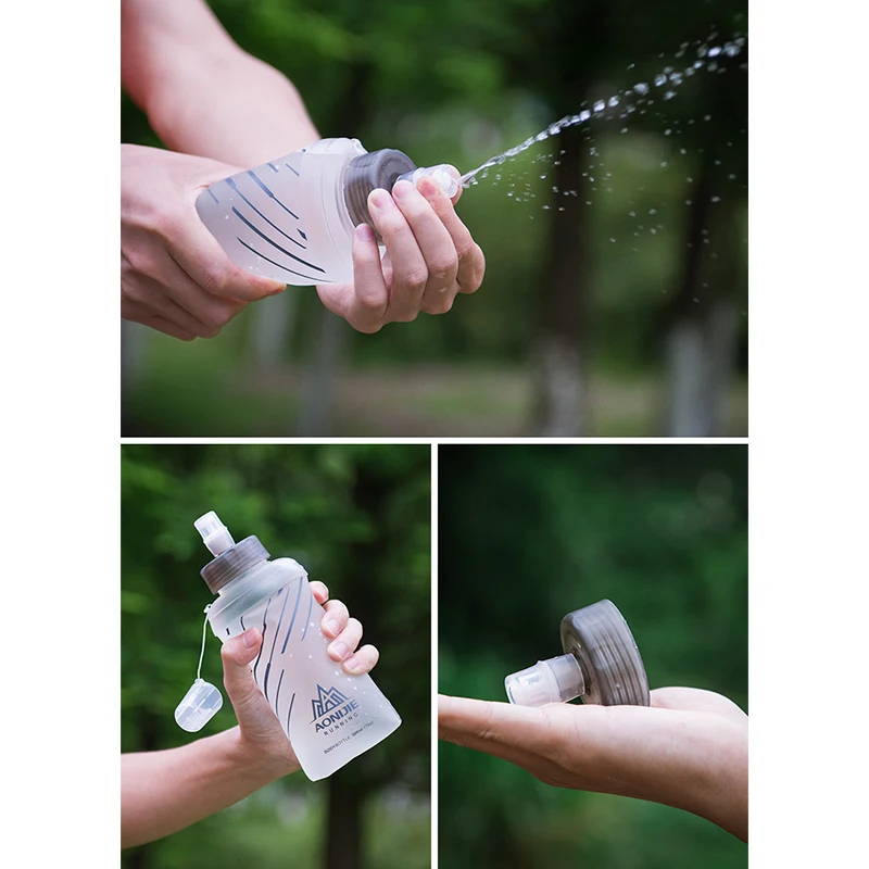 450/500 ML Water Bottle Soft Folding Portable Squeeze Travel Bottles Outdoor Flexible Running Drinkware With Dust-proof Cover