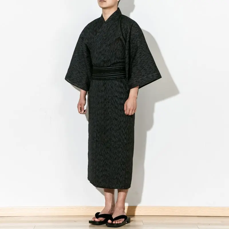 

3pc/set Traditional Japanese Kimono with Obi and bag Men's Cotton Bath Robe Yukata Sleepwear Pajama Loungewear 62501