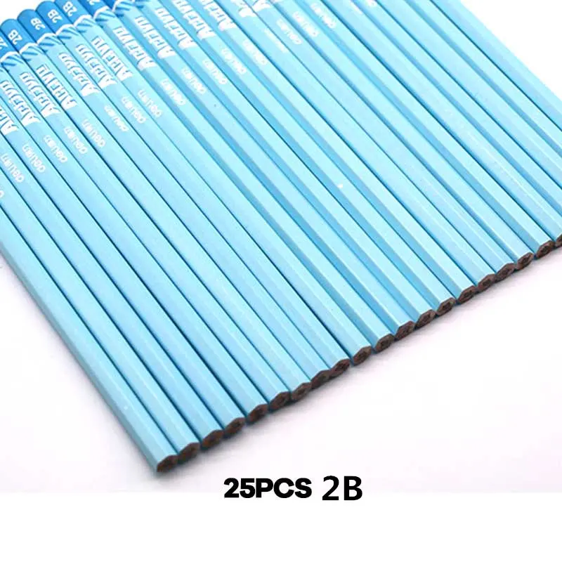 25pcs blue 2b Deli 25/50 шт карандаш 2B/HB набор карандашей канцелярские товары для письма Стандартные Карандаши для школы липа офисные и школьные принадлежности - Цвет: 25pcs blue 2b