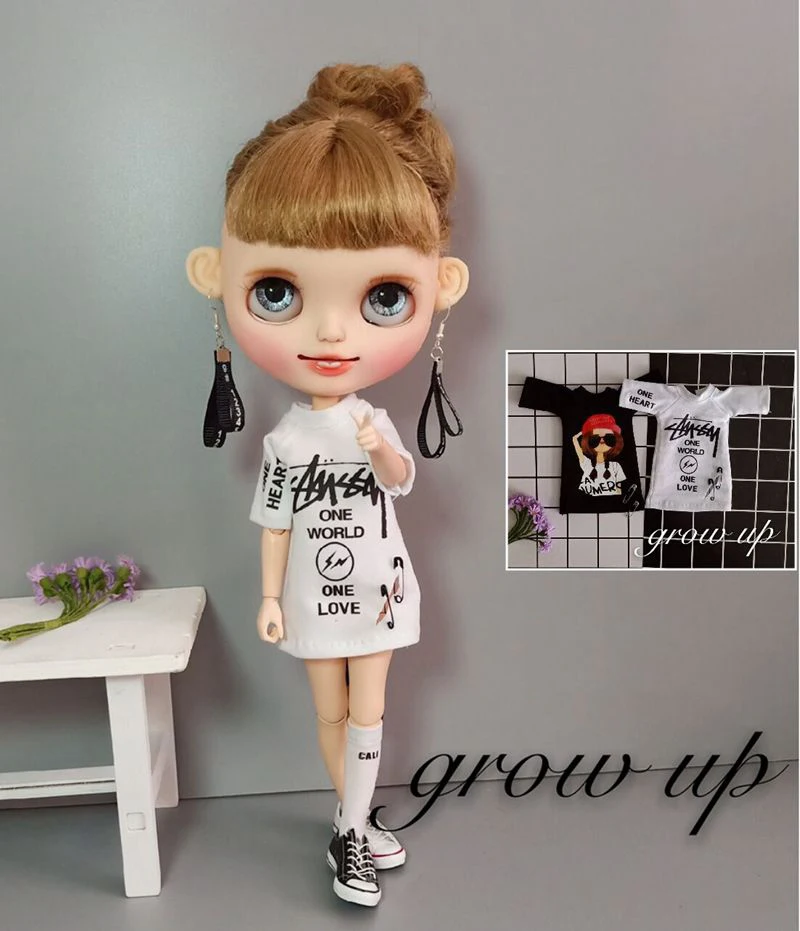 1 шт. 1/6 Blyth Кукла одежда модная длинная футболка для Blyth ob24 Azone Licca 30 см Blyth рубашка платье 1/6 кукла аксессуары подарок