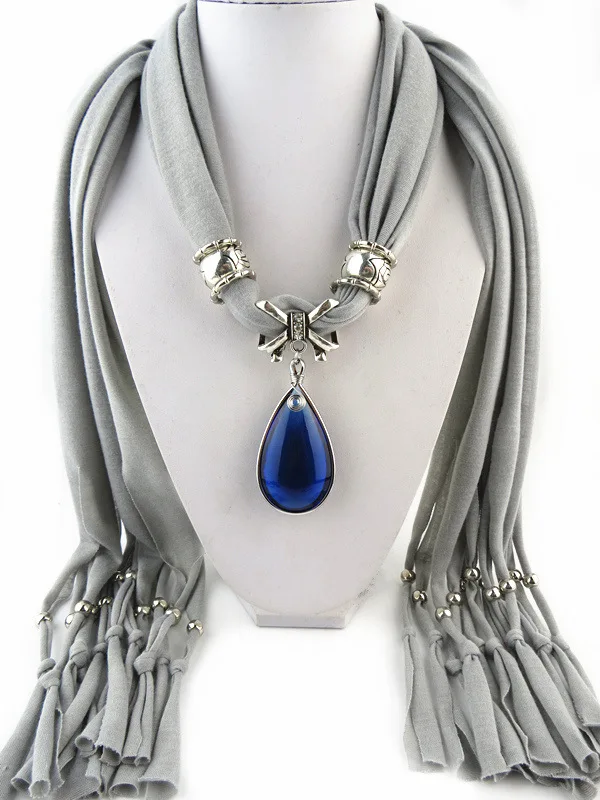 [RUNMEIFA] 2017 очаровательный голубой камень драгоценный капля воды riaindrop кулон шарф