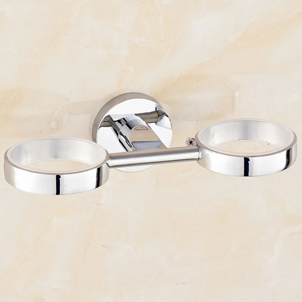 Stainless Steel Home Hotel Kitchen Bathroom Bracket Portable With Double Cups Accessories Wall Mounted Toothbrush Holder | Дом и сад