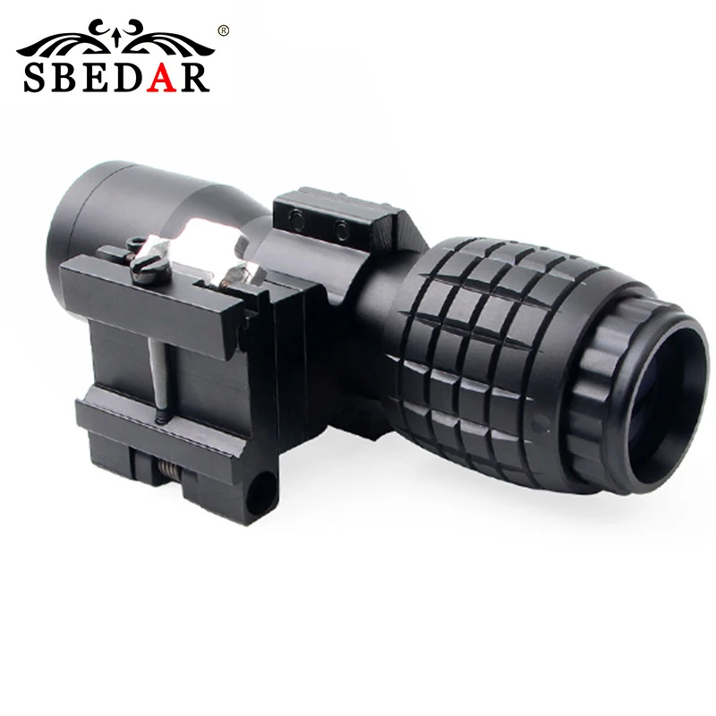 Tactical 4X Magnifier Red Dot Sight Quick Release Side Flip Picatinny 20mm Mount Optics Reflex Rifle Scope | Спорт и развлечения