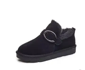 Cotton shoes Зимние сапоги; женские кожаные короткие Нескользящие сапоги на плоской подошве; износостойкие удобные повседневные теплые зимние сапоги; женская обувь - Цвет: Cotton shoes