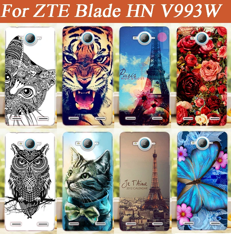 Для ZTE Blade HN v993w чехол Effiel башня красивые цветы Тигр бабочка милые задняя крышка