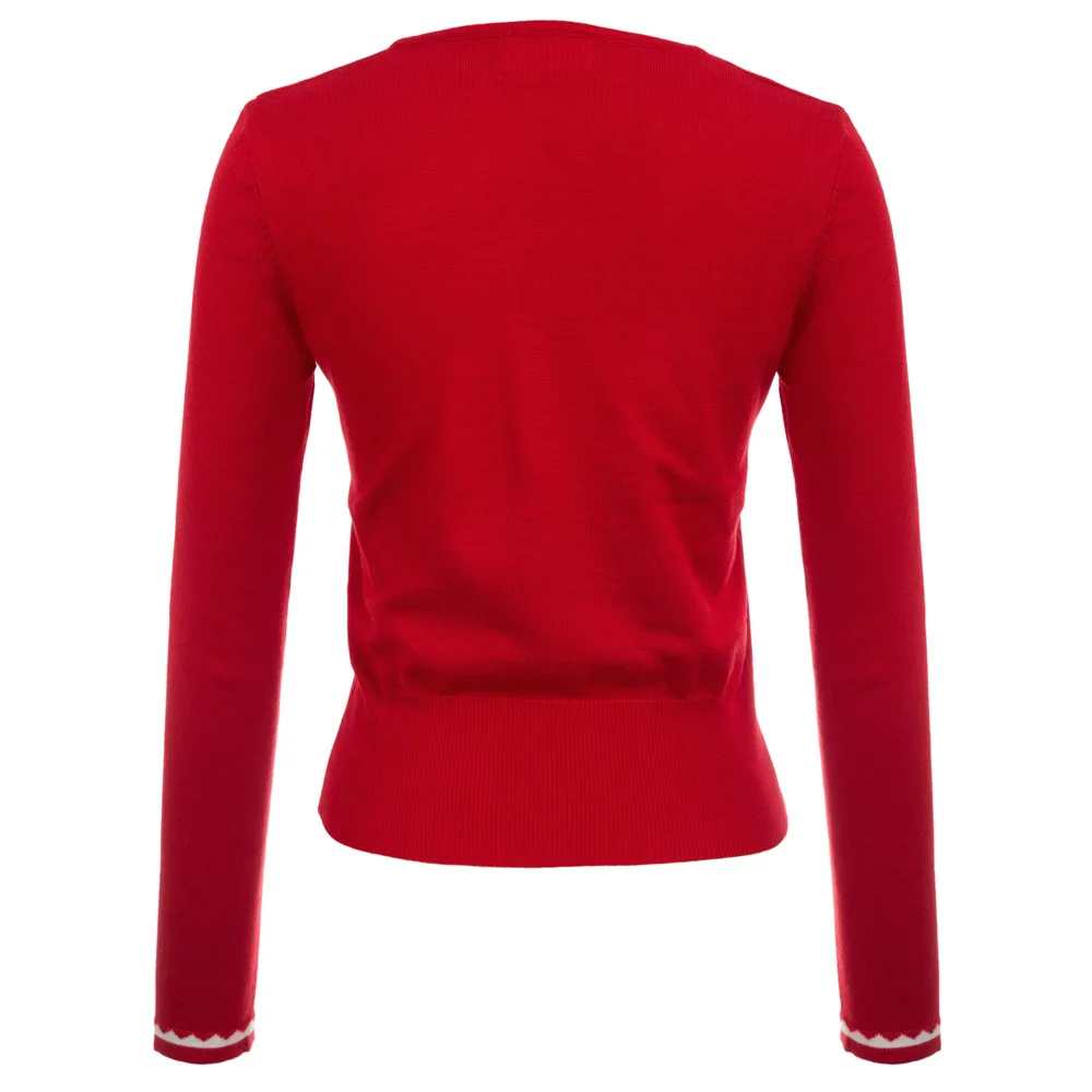 1* Womens Long Sleeve Crew Neck Button Placket Contrast Color Cardigan/Knitwear | Женская одежда