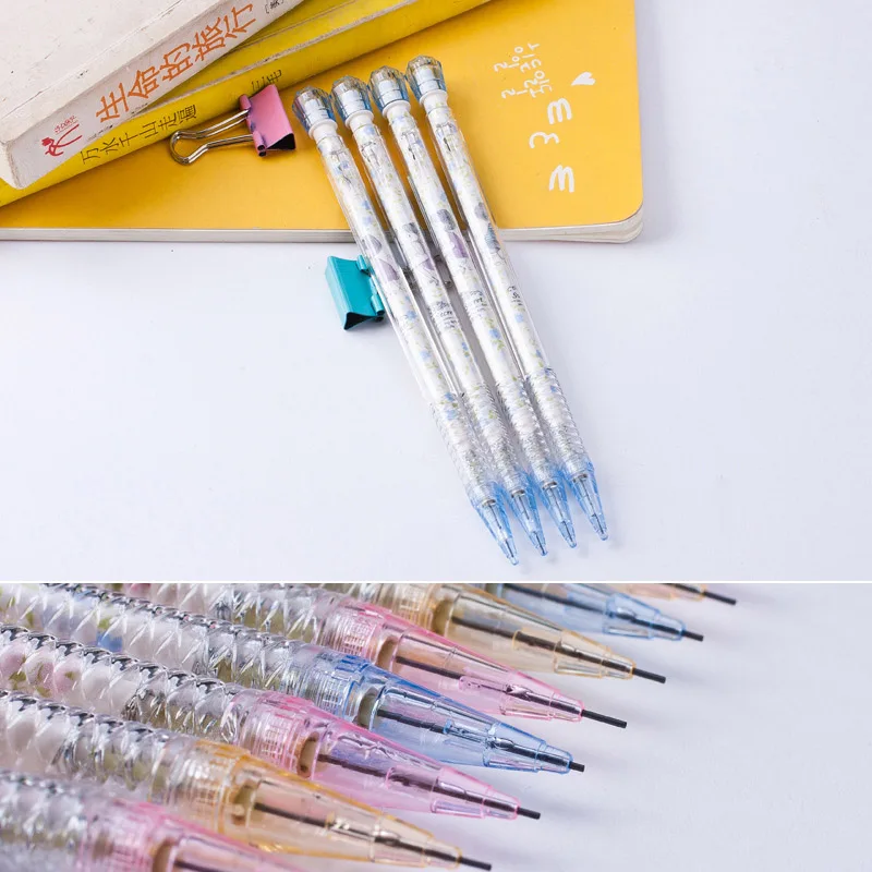 4 pcs/lot Kawaii 0.5mm/0.7mm Plastic Mechanical Pencil Cute Automatic Pens For Kids School Supplies Student 3512 |