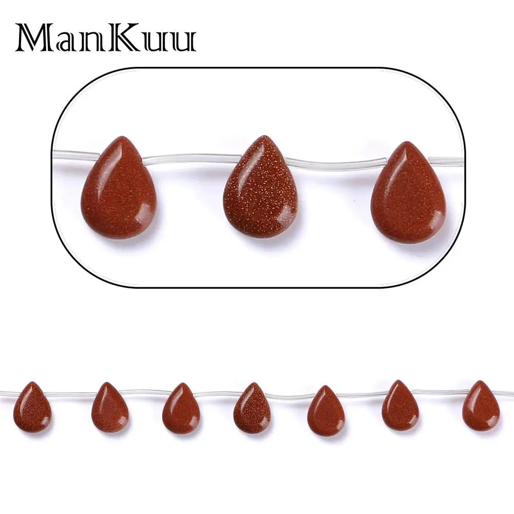 

ManKuu 13*18 мм бусины в форме капли воды Золотой песок камень бисер просверленные сверху, бусы из натурального камня, для изготовления ювелирных...