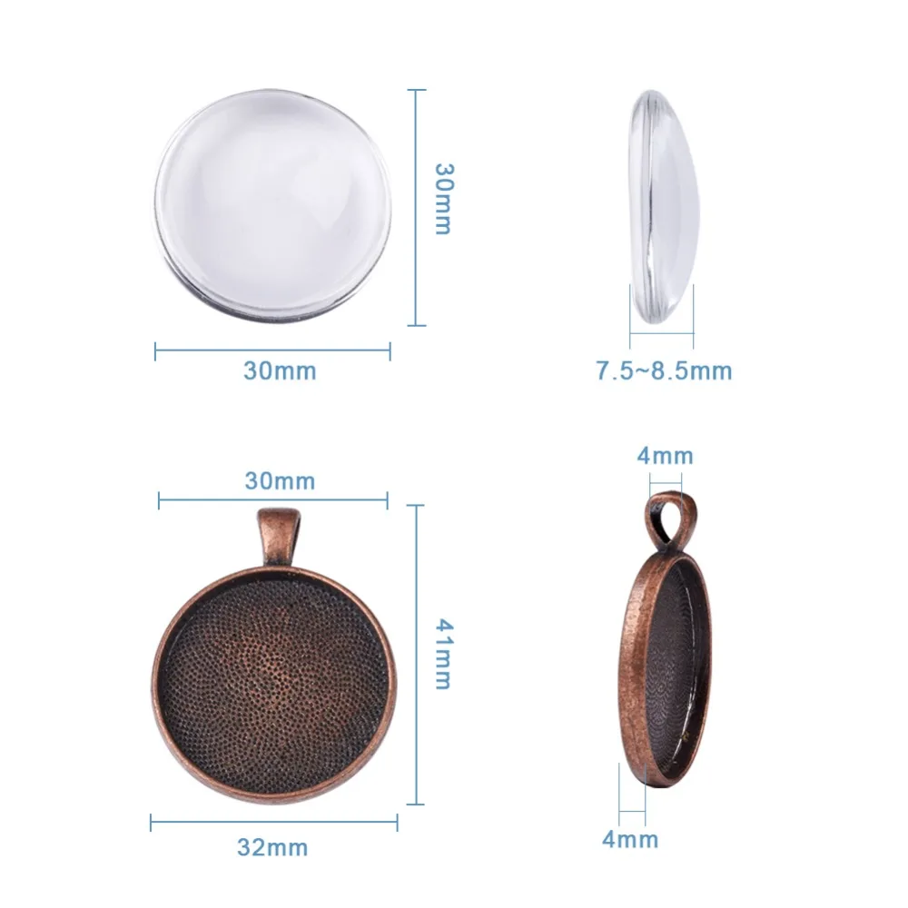 Тибетский Стиль без никеля Подвеска Кабошон Настройки и прозрачный Круглый