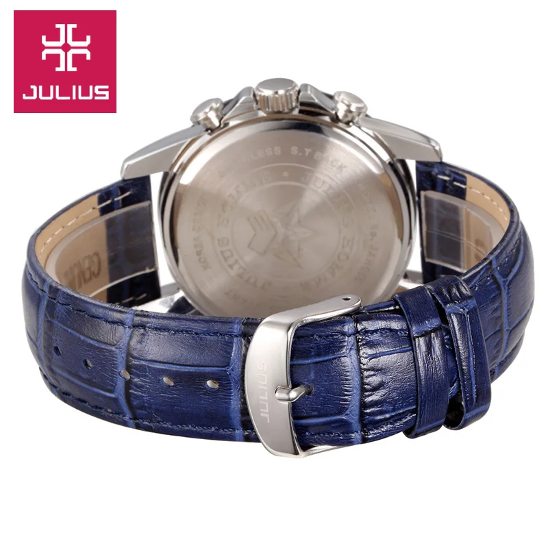 Мужские часы Julius Homme японские кварцевые изысканные модные браслет кожаный