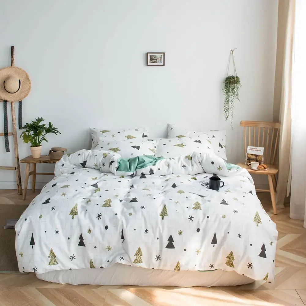 20192945 Pink Grey Yellow Hearts Bed Cover Duvet Cover Set Cotton Bedding Set Bedlinens Twin Queen King Flat Sheet Fitted Sheet - Цвет: 20192945