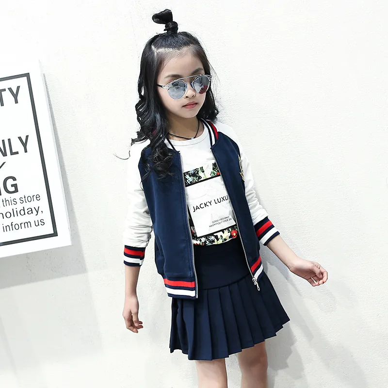 Весенняя одежда новая свободная школьная куртка с рисунком для девочек костюм