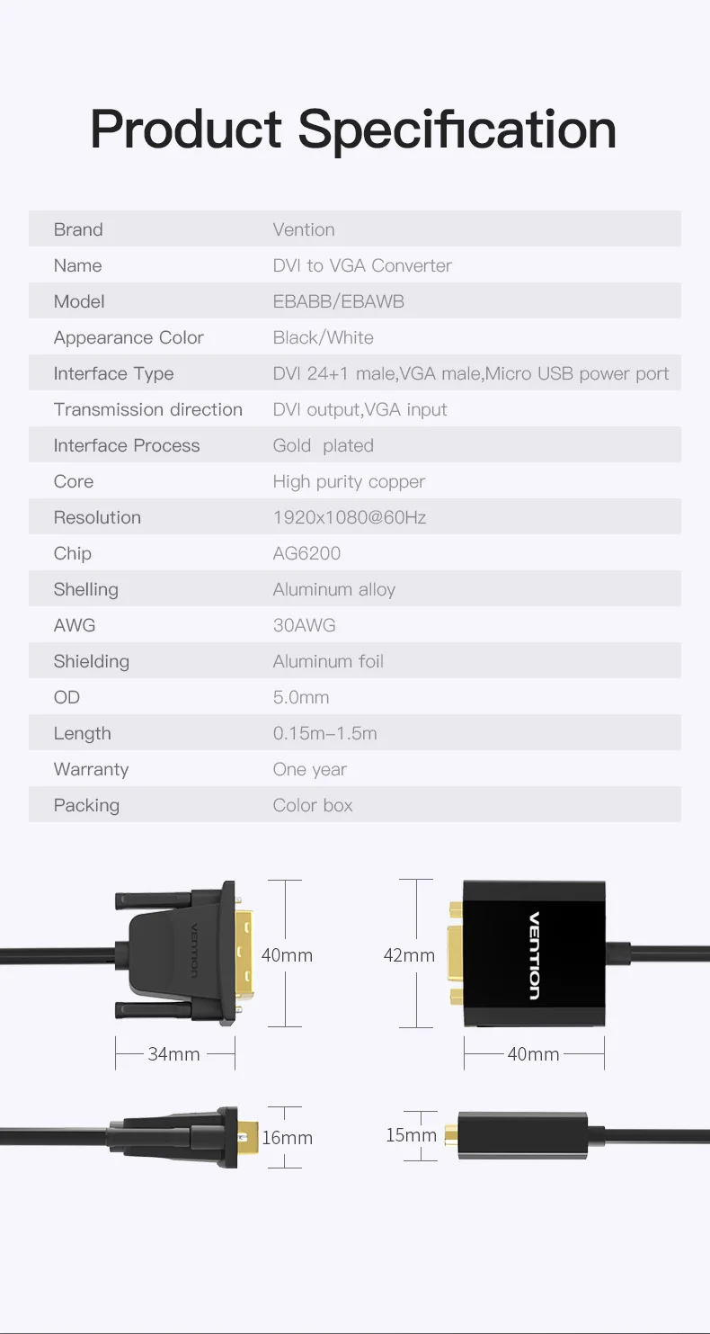 Vention DVI D на VGA адаптер DVI 24+ 1 конвертер VGA кабель цифровой аналоговый преобразователь звука 1080 P для xbox PS3 ноутбука ТВ коробка