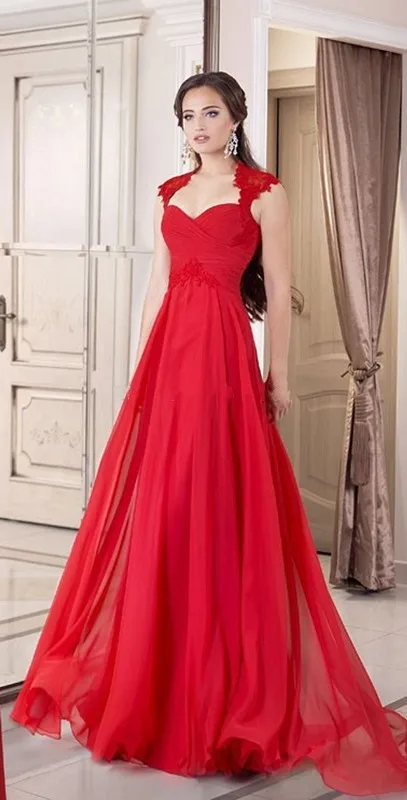 Элегантный Аппликации Кружева Шифоновое Длинное Вечернее Платье 2016 Новое