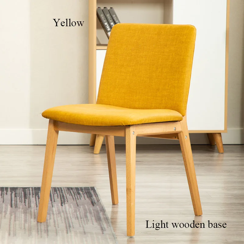 Wooden base Yellow Мебель для дома в скандинавском стиле, минималистичное кресло для спальни, кабинета, стул из твердой древесины, спинка для офиса, ресторана, встречи, кофе, отеля, столовой, современные стулья - Цвет: Wooden base Yellow