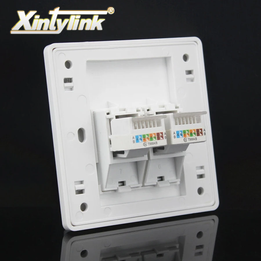 Панель настенного гнезда xintylink rj45 jack модульная 2 порта cat5e cat6 pc Keystone настенная