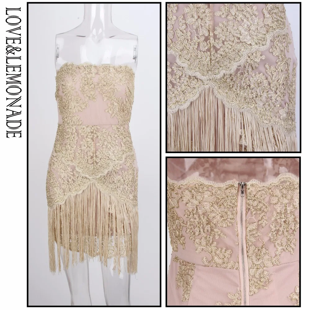 

LOVE & LEMONADE Brassieres Tassel Fringed Lace Dress LM0869