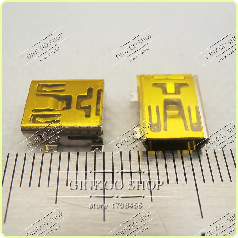 50 шт./лот для общего использования медный мини usb разъем зарядки женский sockect 5P 4SMT