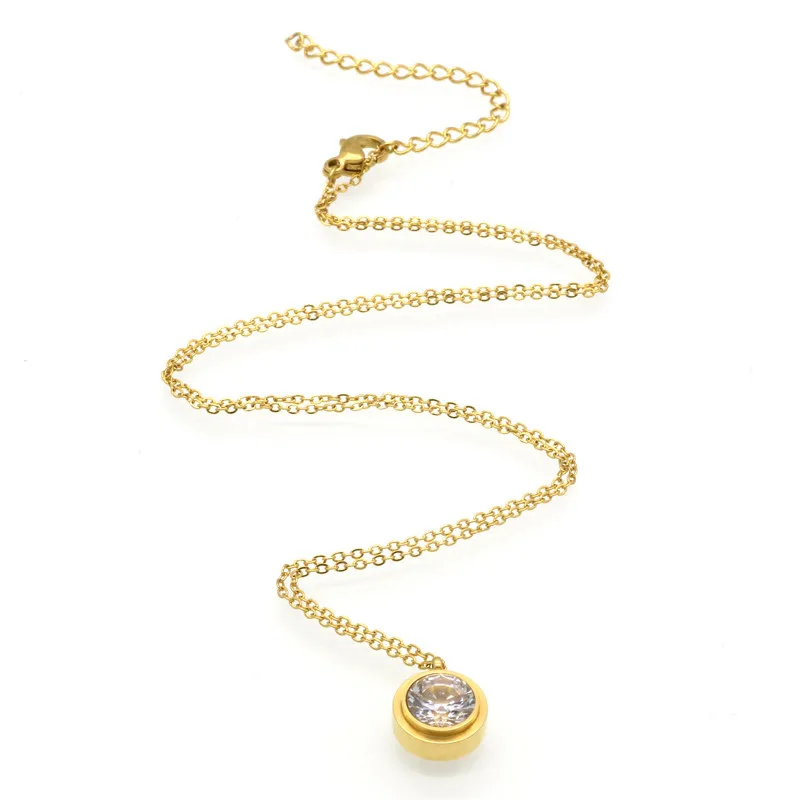 

Fashion Brand Crystal Necklace Women Collar Necklace Pendant Rose Gold Colour Stainless Steel Necklace Chain Jewelry Wholesale