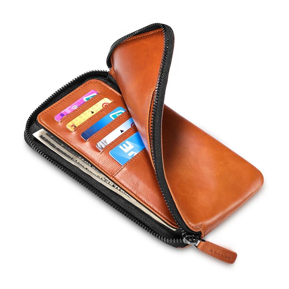 NewBring кошелек из натуральной кожи Длинный портмоне держатель для карт клатч