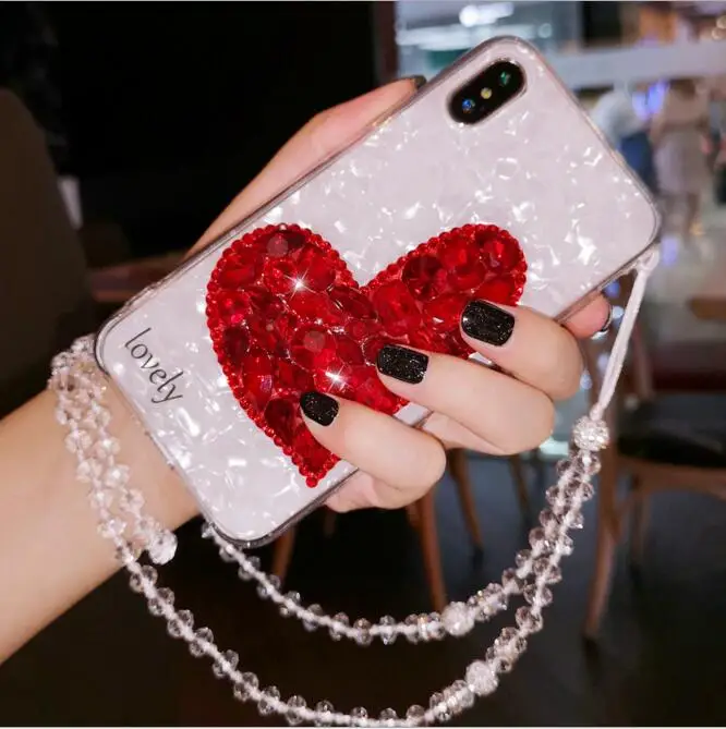 Модный Роскошный чехол для телефона iPhone Xs 6 7 8 plus горный хрусталь любовь Чехол