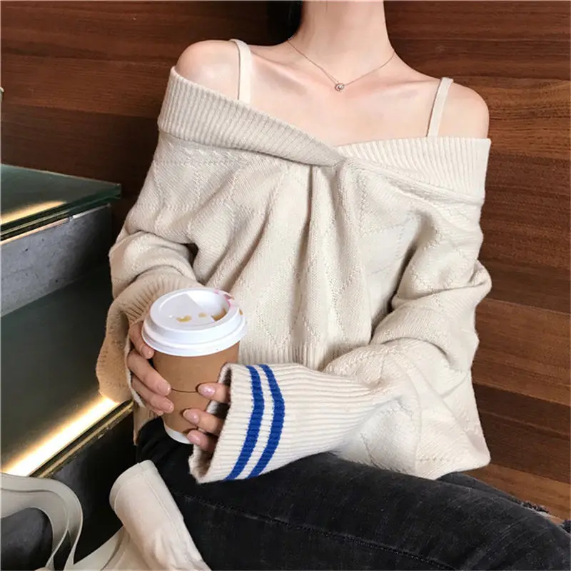 Hzirip 2018 Women Knitted Sweater Autumn Winter Pullover Tops Slim Wild V-Neck Loose Casual Aestheticism Office Lady Clothes | Женская