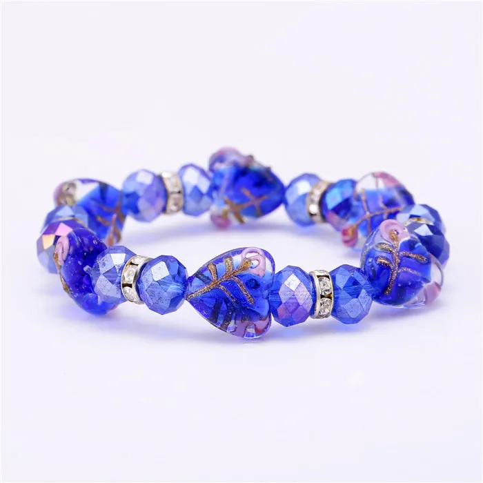 

New Fashion coloured glaze Charms Bracelets & Bangles deep blue Glass Beads Bracelets For Women elegant Diy Jewelry Gift