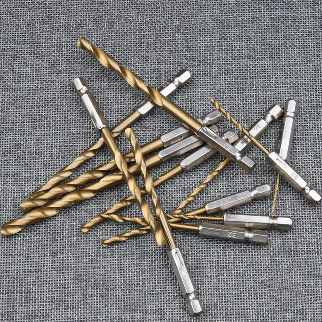 

13pcs/set HSS High Speed Steel Titanium Coated Drill Bit Set 1/4 Hex Shank 1.5-6.5mm