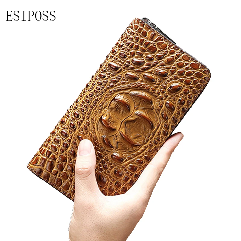 Мужской кошелек-клатч с узором под кожу крокодила мужской кошелек кожаный